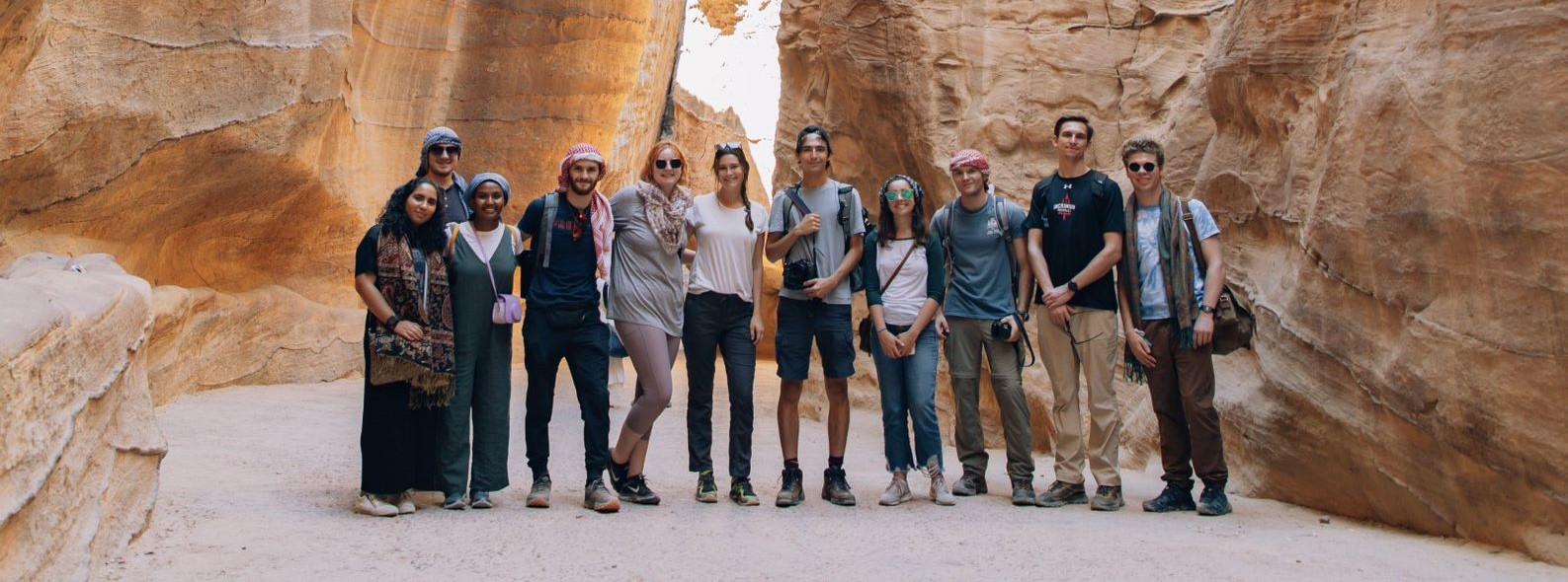 Amideast students in Petra, Jordan